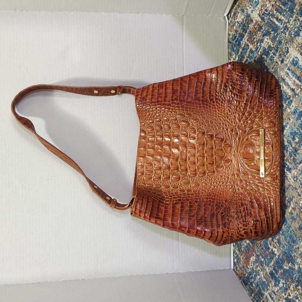 Brahmin Tan Crocodile Embossed Hobo Bag
